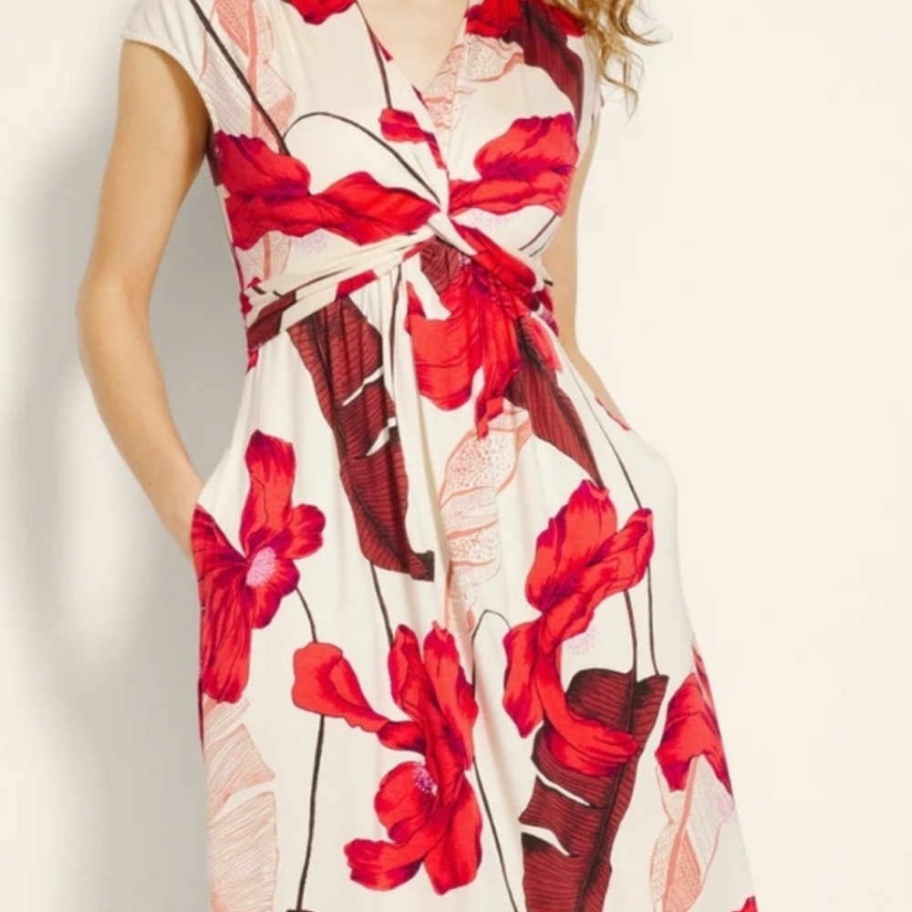Soma Red and White Floral Midi Dress